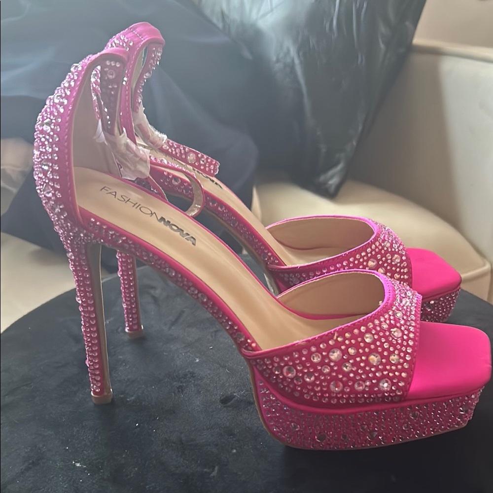 Fashion Nova Pink Embellished Women's Heels
